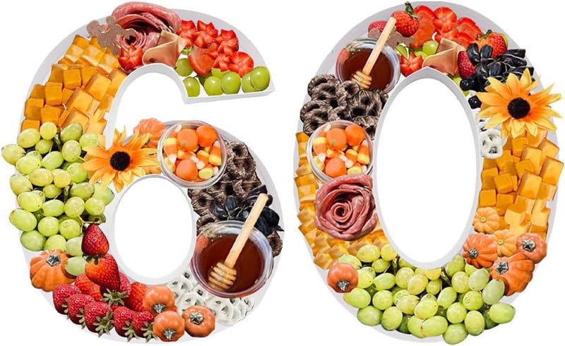 WENPACK 12" Fillable Cardboard Number Shaped Gift Grazing Charcuterie Board Paper Container (60&90) - Image 1